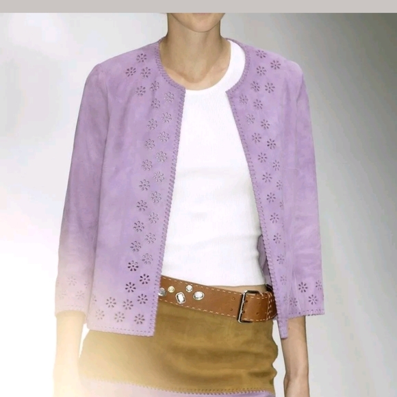 💜😍CELINE😍💜 suede leather jacket SIZE 34 - Picture 2 of 5